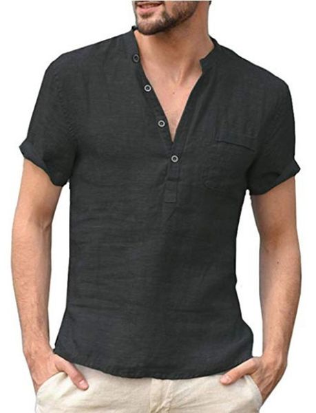 mens shirts cotton linen casual shirts male short sleeve v-collar breathable men's tee designer shirt, White;black
mens shirts cotton linen casual shirts male short sleeve v-collar breathable men's tee designer shirt, White;black