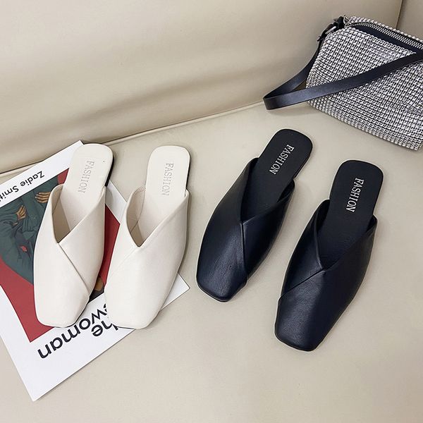 slippers plus size women mules summer elegant square closed toe flat slippers female shoes casual leather black white slides ladies 230410
slippers plus size women mules summer elegant square closed toe flat slippers female shoes casual leather black white slides ladies 230410