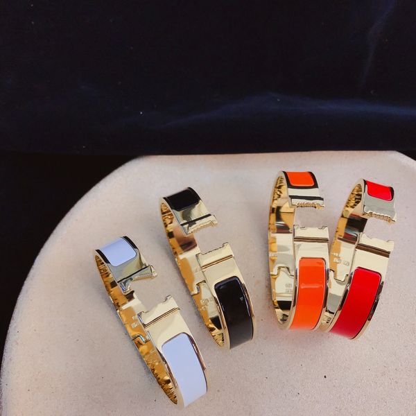 4 color hletter designer bangle bracelet for women 18k gold plated fashion design popular embossed stamp brand letters accessory simple styl, Black
4 color hletter designer bangle bracelet for women 18k gold plated fashion design popular embossed stamp brand letters accessory simple styl, Black
