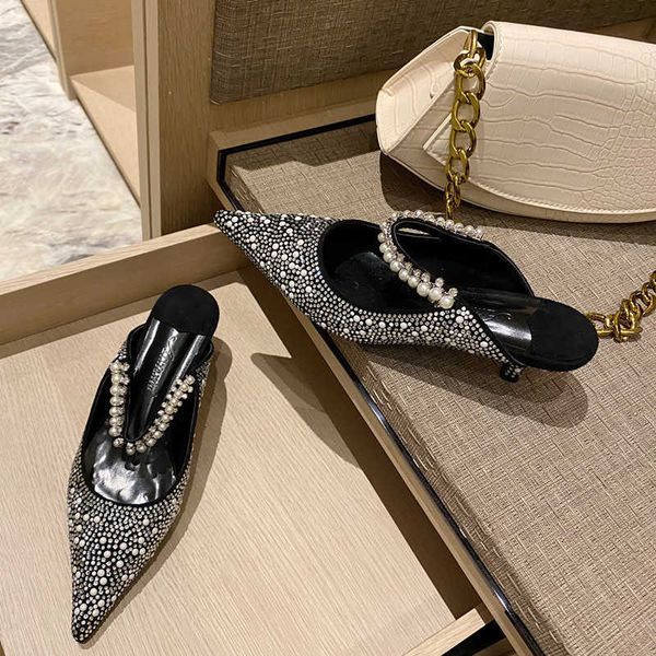 baotou half slippers women's new fairy ins temperament pointed rhinestone pearl high heels wearing mueller shoes outside 230411, Black
baotou half slippers women's new fairy ins temperament pointed rhinestone pearl high heels wearing mueller shoes outside 230411, Black