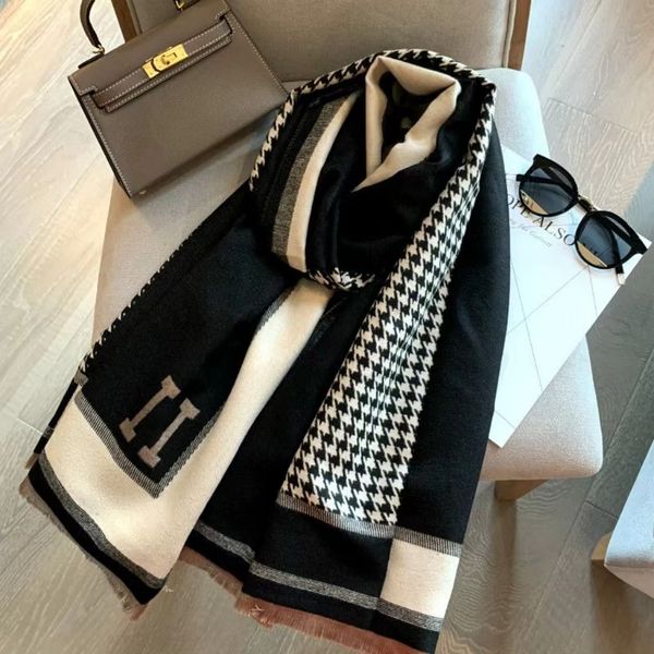 designer's simple thousand bird check scarf for women's autumn and winter new versatile long thickened imitation cashmere warm sha, Blue;gray
designer's simple thousand bird check scarf for women's autumn and winter new versatile long thickened imitation cashmere warm sha, Blue;gray