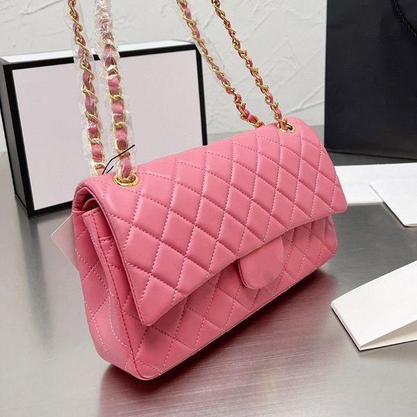 classic double flap f/w lambskin quilted bags gold/silver metal hardware matelasse chain crossbody purse multi pochette pink handbags 25cm o
classic double flap f/w lambskin quilted bags gold/silver metal hardware matelasse chain crossbody purse multi pochette pink handbags 25cm o