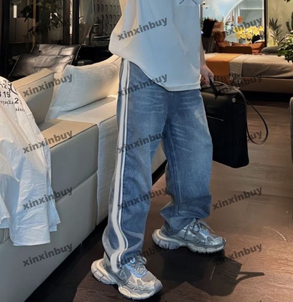 xinxinbuy men women designer pant side ribbon stripe pockets denim 1854 spring summer casual pants black blue gray m-2xl, Black;brown
xinxinbuy men women designer pant side ribbon stripe pockets denim 1854 spring summer casual pants black blue gray m-2xl, Black;brown