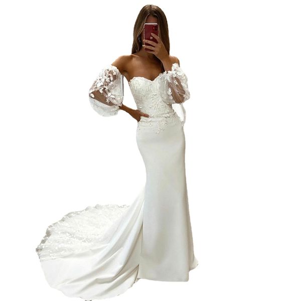mermaid strapless bridal gowns sodigne boho wedding dresses sweethearts appliques lace mermaid elegant satin wedding gown country bridal dre, White
mermaid strapless bridal gowns sodigne boho wedding dresses sweethearts appliques lace mermaid elegant satin wedding gown country bridal dre, White