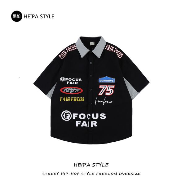 men's casual shirts american street style hip hop racing short sleeve shirt men's loose national fashion brand design sense of sma, White;black
men's casual shirts american street style hip hop racing short sleeve shirt men's loose national fashion brand design sense of sma, White;black