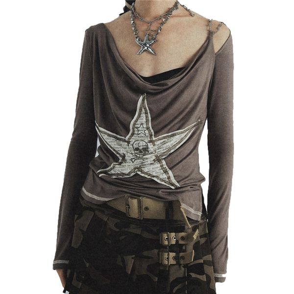 women's t-shirt xingqing skull pentagram pattern t shirt punk gothic aesthetic long sleeve 2000s women clothes y2k fairy grunge street, White
women's t-shirt xingqing skull pentagram pattern t shirt punk gothic aesthetic long sleeve 2000s women clothes y2k fairy grunge street, White