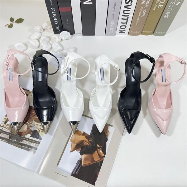 women shoes designer sandals pointed toe cat heel patent leather sandals wedding party leather back strap high heels, Black
women shoes designer sandals pointed toe cat heel patent leather sandals wedding party leather back strap high heels, Black