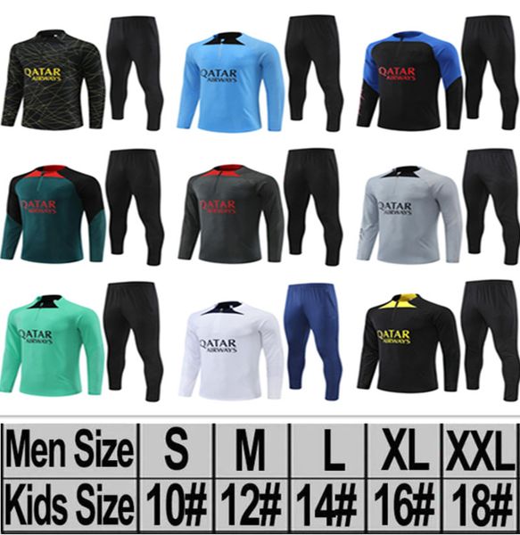 2022 2023 psgs tracksuit 22 23 mbappe long sleeve football training suit messis survetement maillots de foot men enfants kids boys tracksuit, Black
2022 2023 psgs tracksuit 22 23 mbappe long sleeve football training suit messis survetement maillots de foot men enfants kids boys tracksuit, Black