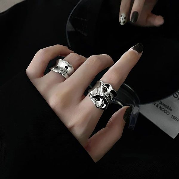 couple rings matching rings 2023 new fashion female open ring grooves mirror ring design senior internet celebrity student ring promise ring, Silver
couple rings matching rings 2023 new fashion female open ring grooves mirror ring design senior internet celebrity student ring promise ring, Silver