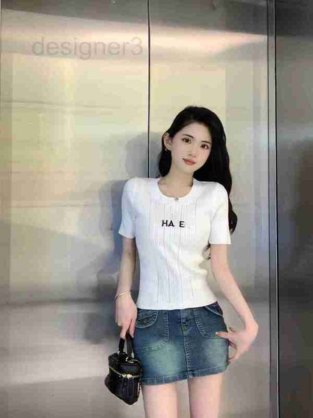 women's knits & tees designer 2023 summer new letter embroidery vertical short sleeve t-shirt fashion slim fit versatile underlay t-shi, White
women's knits & tees designer 2023 summer new letter embroidery vertical short sleeve t-shirt fashion slim fit versatile underlay t-shi, White