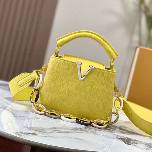 mini handbag shoulder bags cowhide genuine leather tote bag detachable resin link chain flap capucines hanbags gold color hardware removable
mini handbag shoulder bags cowhide genuine leather tote bag detachable resin link chain flap capucines hanbags gold color hardware removable