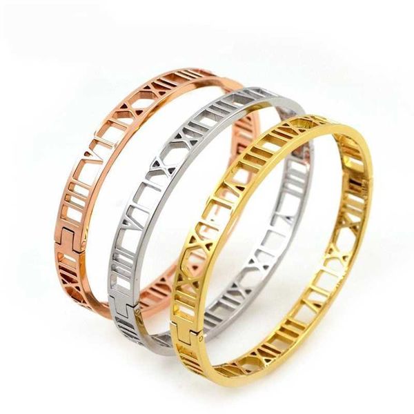 fashion design jewelry new simple fashion roman digital titanium steel bracelet hollowed out stainless lovers' bracelet, Black
fashion design jewelry new simple fashion roman digital titanium steel bracelet hollowed out stainless lovers' bracelet, Black