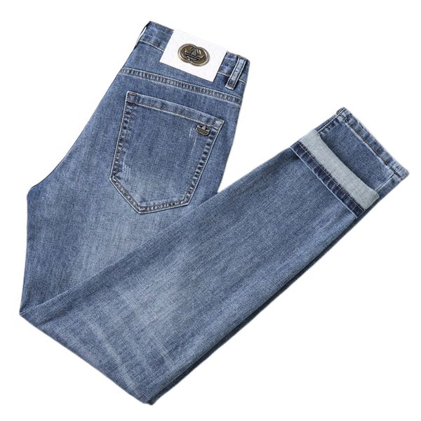 men's jeans spring summer thin denim slim fit european american high-end brand small straight pants qk9915-2, Blue
men's jeans spring summer thin denim slim fit european american high-end brand small straight pants qk9915-2, Blue