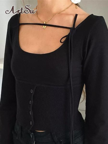 women s t shirt artsu ribbed knitted button tie front for women fashion outfits long sleeve t shirts tees elegant autumn 230411, White
women s t shirt artsu ribbed knitted button tie front for women fashion outfits long sleeve t shirts tees elegant autumn 230411, White