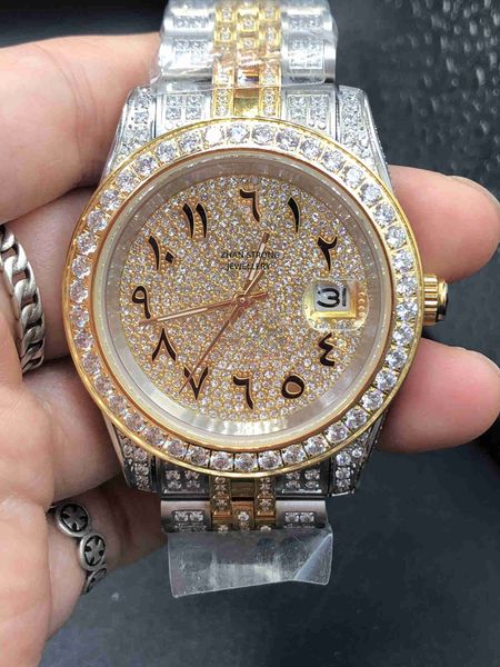40mm qualtiy men's watches 43mm classic designer automatic mechanical wristwatch full diamond face stainless steel strap man wristwatch, Slivery;golden