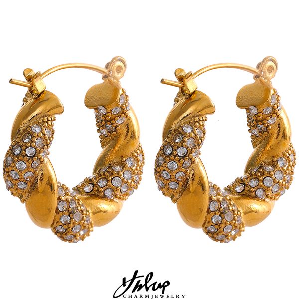 hoop huggie yhpup gorgeous twisted cubic zirconia stainless steel hoop earrings gold color stylish trendy charm micro zircon jewelry women 2, Golden;silver
hoop huggie yhpup gorgeous twisted cubic zirconia stainless steel hoop earrings gold color stylish trendy charm micro zircon jewelry women 2, Golden;silver