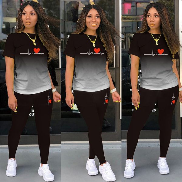 women's tracksuits women two piece suit casual sportswear fashion gradient pullover short sleeve o-neck sports fitness trousers suit su, Gray
women's tracksuits women two piece suit casual sportswear fashion gradient pullover short sleeve o-neck sports fitness trousers suit su, Gray