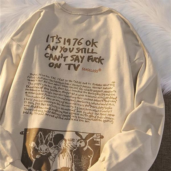 women's t-shirt rabbit letter print vintage long-sleeved t-shirt y2k women's loose ins lazy wind oversize streetwear womens 230411, White
women's t-shirt rabbit letter print vintage long-sleeved t-shirt y2k women's loose ins lazy wind oversize streetwear womens 230411, White