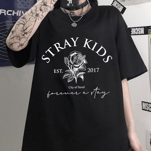 men s t shirts stray kids rose print t shirt hip hop rock tees summer o neck fashion casual t shirt kpop band streetwear 230410, White;black
men s t shirts stray kids rose print t shirt hip hop rock tees summer o neck fashion casual t shirt kpop band streetwear 230410, White;black
