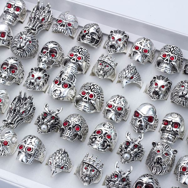 cluster rings 20 pcslot gothic skull rings for men women metal rock punk crystal totem dragon lion head designer jewelry accessories anillos, Golden;silver
cluster rings 20 pcslot gothic skull rings for men women metal rock punk crystal totem dragon lion head designer jewelry accessories anillos, Golden;silver