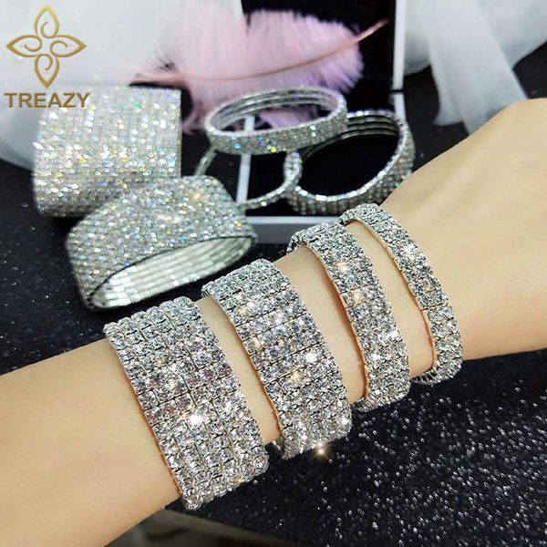 bangle treazy 110 rows rhinestones bridal wedding bangles goldsilver color crystal stretch bracelet women wristband elastic jewelry 230411, Black 
bangle treazy 110 rows rhinestones bridal wedding bangles goldsilver color crystal stretch bracelet women wristband elastic jewelry 230411, Black