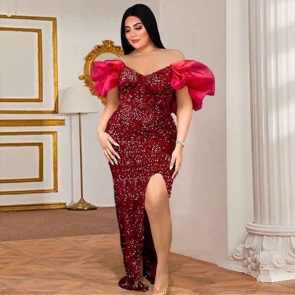 plus size dresses size women 4xl sequin puff sleeve party elegant summer lady casual robe luxury off shoulder gown wholesale 230410, Black
plus size dresses size women 4xl sequin puff sleeve party elegant summer lady casual robe luxury off shoulder gown wholesale 230410, Black