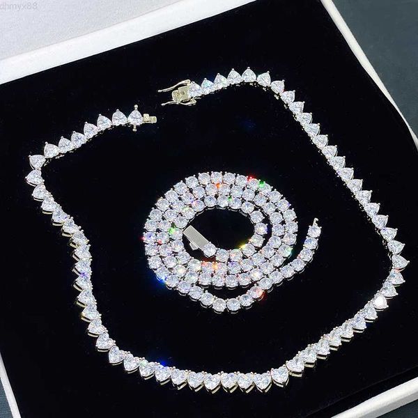 hip hop jewelry 6mm iced out moissanite diamond heart tennis chain bling generous women necklace silver chain for men 
hip hop jewelry 6mm iced out moissanite diamond heart tennis chain bling generous women necklace silver chain for men