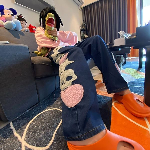 women's jeans european and american retro street hip-hop embroidery oversized jeans women y2k high all-match trousers couple models 230, Blue
women's jeans european and american retro street hip-hop embroidery oversized jeans women y2k high all-match trousers couple models 230, Blue