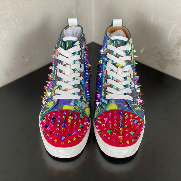 spring autumn men's luxury brand shoes designer red soles casual colorful spike sneakers party leather flat heel red bottom high women, Black
spring autumn men's luxury brand shoes designer red soles casual colorful spike sneakers party leather flat heel red bottom high women, Black