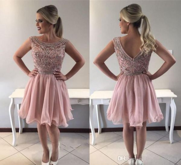 pink a line homecoming dress rhinestones beaded backless juniors sweet 15 graduation cocktail party dress plus size custom m6261000, Blue;pink