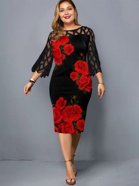 plus size dresses mesh long sleeve with lace size rose hollow out casual round neck oversized summer elegant for women 230410, Black
plus size dresses mesh long sleeve with lace size rose hollow out casual round neck oversized summer elegant for women 230410, Black