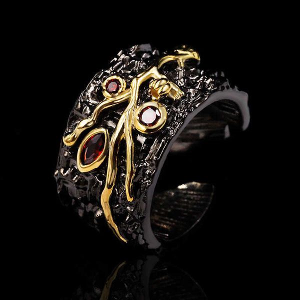 band rings exquisite and unique bohemian blk gold geometric hollow open ring red zircon branch ring haute couture couple party ring p230411, Silver
band rings exquisite and unique bohemian blk gold geometric hollow open ring red zircon branch ring haute couture couple party ring p230411, Silver