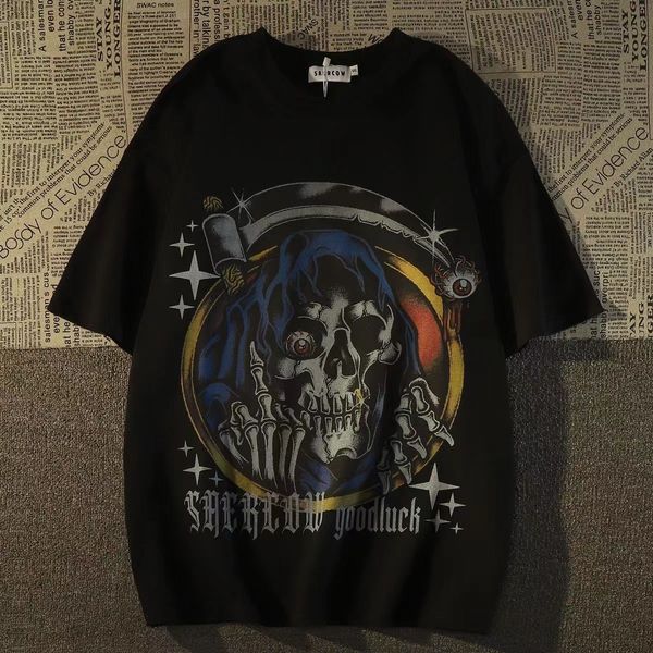 men's tshirts european and american street hiphop skull graphic tshirt men women summer loose fitting fashion retro hsome casual 230411, White;black
men's tshirts european and american street hiphop skull graphic tshirt men women summer loose fitting fashion retro hsome casual 230411, White;black