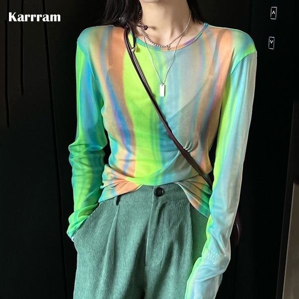 women s t shirt karrram green tie dye mesh tshirt women y2k aesthetic long sleeves t shirt slim see through chic t shirts colorful 230411, White
women s t shirt karrram green tie dye mesh tshirt women y2k aesthetic long sleeves t shirt slim see through chic t shirts colorful 230411, White