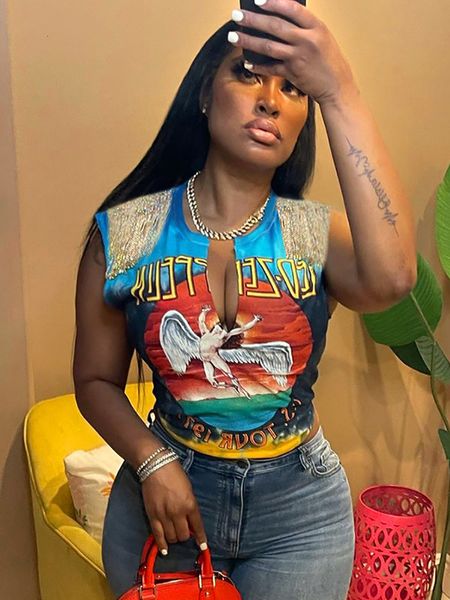 women's t-shirt simenual sleeveless tassel t-shirts ladies o-neck split cleavage graphic printing crop hip hop dance clubwear y2k clot, White
women's t-shirt simenual sleeveless tassel t-shirts ladies o-neck split cleavage graphic printing crop hip hop dance clubwear y2k clot, White
