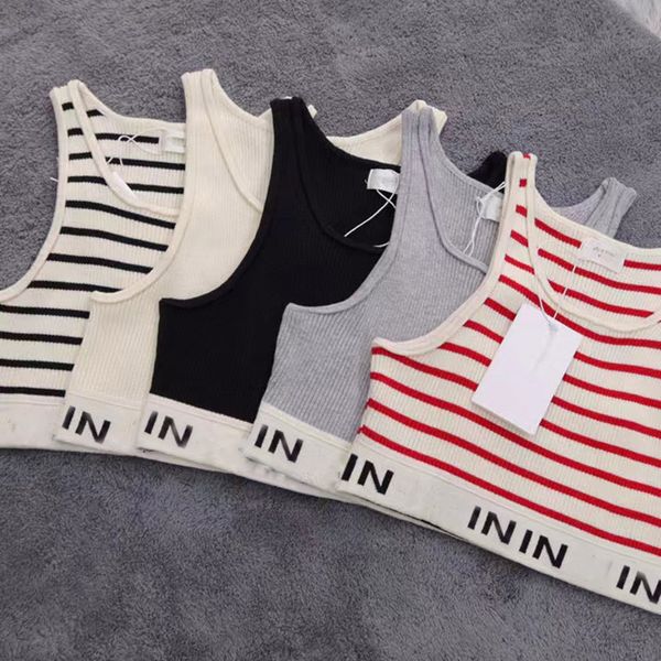 women's tanks wide-shouldered knitted sleeveless tank vests striped letter print outer wear t-shirt luxury designer vests camis women&#, White
women's tanks wide-shouldered knitted sleeveless tank vests striped letter print outer wear t-shirt luxury designer vests camis women&#, White