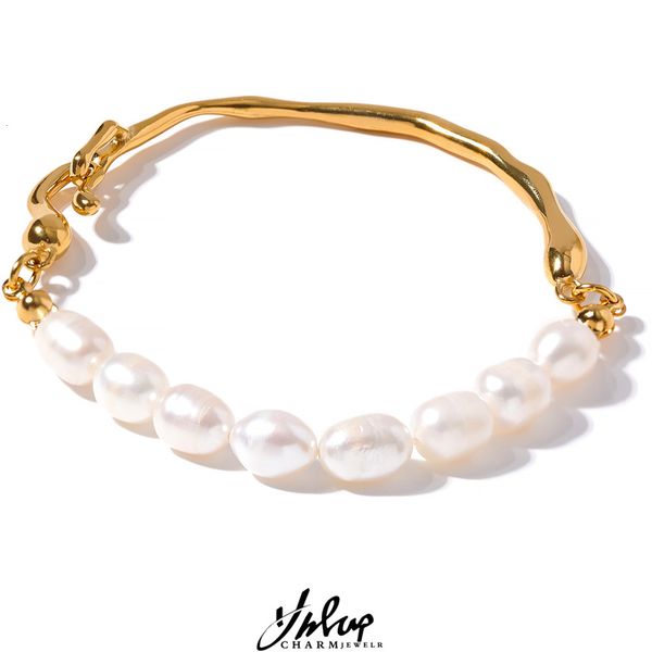 charm bracelets yhpup luxury natural freshwater pearls stainless steel 18k gold color bracelet bangle temperament fashion jewelry women gift, Golden;silver
charm bracelets yhpup luxury natural freshwater pearls stainless steel 18k gold color bracelet bangle temperament fashion jewelry women gift, Golden;silver