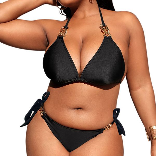 women's swimwear beachwear summer woman solid open back swimsuit plus size neck swiming suits bikini mujer 230411, White;black
women's swimwear beachwear summer woman solid open back swimsuit plus size neck swiming suits bikini mujer 230411, White;black
