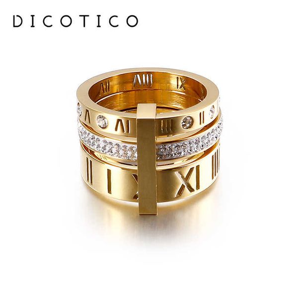 band rings trendy stainless steel rings for women girls three layers roman numerals zircon bridal wedding women rings fashion jewelry gift p, Silver
band rings trendy stainless steel rings for women girls three layers roman numerals zircon bridal wedding women rings fashion jewelry gift p, Silver