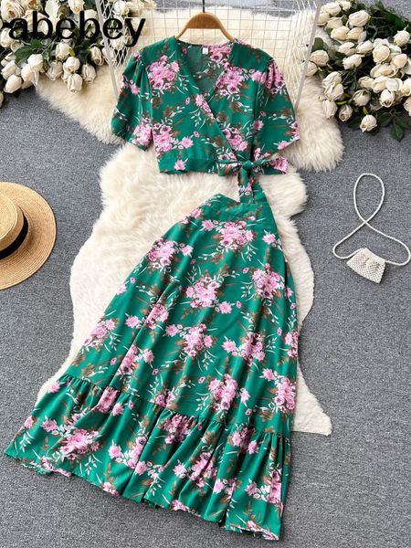 two piece dress summer print beach two pieces sets lace up floral lastic waist long skirt streetwear vacation chiffon bohe suits 230410, White
two piece dress summer print beach two pieces sets lace up floral lastic waist long skirt streetwear vacation chiffon bohe suits 230410, White