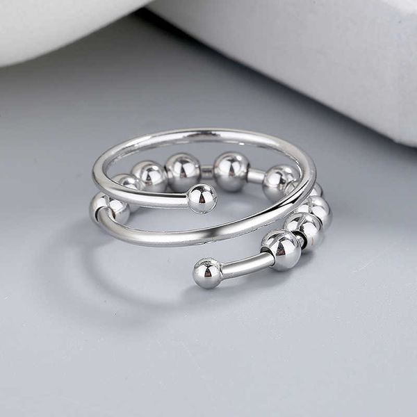 band rings punk anxiety rings for women men spiral fidget beads ring 2022 trend jewelry rotate y anti stress stainless steel ring gift p2304, Silver
band rings punk anxiety rings for women men spiral fidget beads ring 2022 trend jewelry rotate y anti stress stainless steel ring gift p2304, Silver