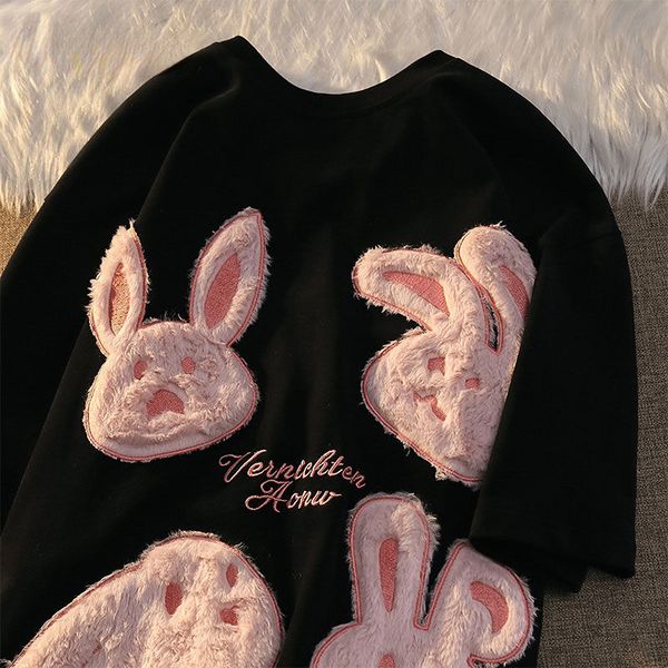 womens tshirt cotton rabbit letters flocking embroidery design tshirts women summer fashion trend ins couple casual oneck 230411, White
womens tshirt cotton rabbit letters flocking embroidery design tshirts women summer fashion trend ins couple casual oneck 230411, White