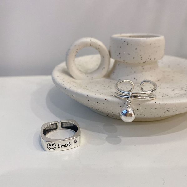couple rings matching rings 2023 new fashion female double ball retro letters smiling face design senior internet celebrity student ring pro, Silver
couple rings matching rings 2023 new fashion female double ball retro letters smiling face design senior internet celebrity student ring pro, Silver