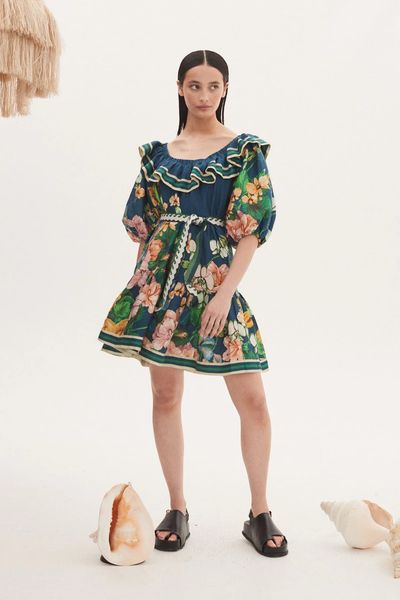australian designer dress slash neck lantern sleeve floral printed mini dress, Black;gray
australian designer dress slash neck lantern sleeve floral printed mini dress, Black;gray