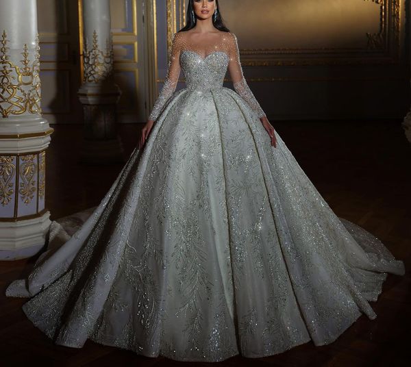sparkly ball gown wedding dresses v neck long sleeves sequins appliques beaded floor length ruffles 3d lace diamonds zipper bridal gowns plu, White
sparkly ball gown wedding dresses v neck long sleeves sequins appliques beaded floor length ruffles 3d lace diamonds zipper bridal gowns plu, White