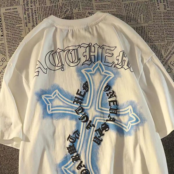 men's tshirts american retro high street cross short sleeved tshirt summer ins loose style couple y2k gothic grunge t shirt men 230411, White;black
men's tshirts american retro high street cross short sleeved tshirt summer ins loose style couple y2k gothic grunge t shirt men 230411, White;black