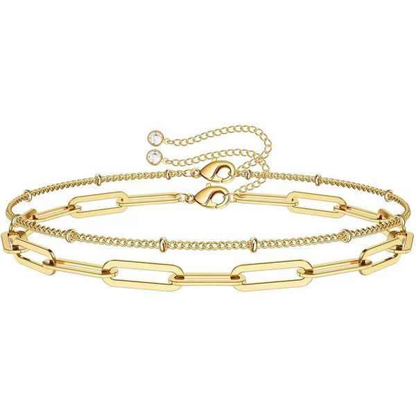 chain women's exquisite gold double layer lasso paper clip with european and american geometry extendable personalized small bracelet g, Black
chain women's exquisite gold double layer lasso paper clip with european and american geometry extendable personalized small bracelet g, Black