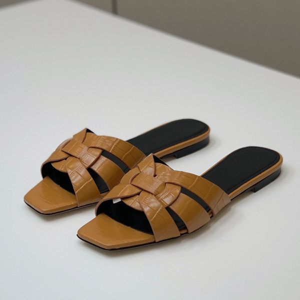 tribute woven sandals slippers slides heeled flat heels square toe shoes women's luxury designers crocodile leather outsole casual shoe, Black
tribute woven sandals slippers slides heeled flat heels square toe shoes women's luxury designers crocodile leather outsole casual shoe, Black