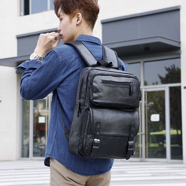 business travel men's computer bag fashion trend men's backpack outdoor pu leather casual backpack 230411
business travel men's computer bag fashion trend men's backpack outdoor pu leather casual backpack 230411