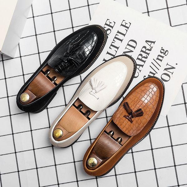 leather shoes mens luxury crocodile pattern men business dress shoes casual social shoe male wedding footwear zapatos hombre, Black
